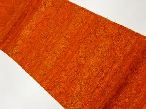 横段に鳥・抽象模様織出し名古屋帯